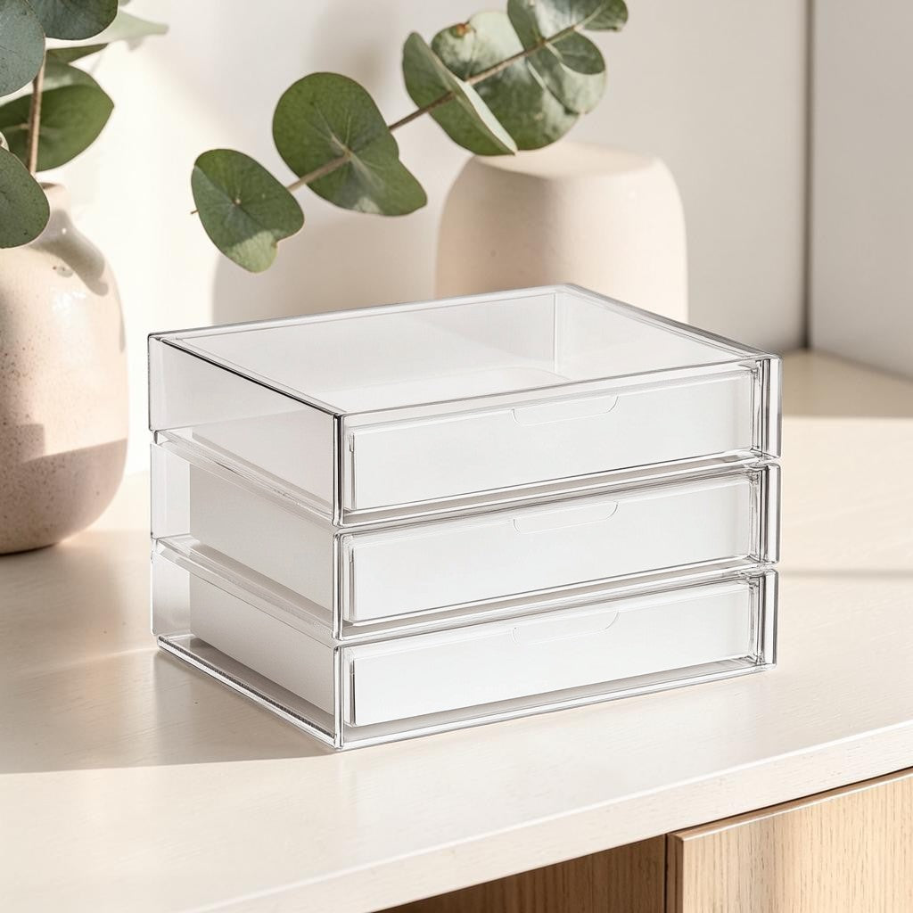 Kedri Minimalist 3-Drawer Acrylic Desk Organizer