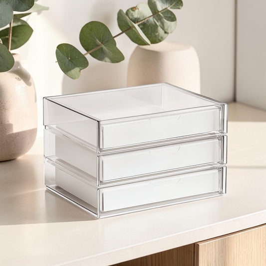 Kedri Minimalist 3-Drawer Acrylic Desk Organizer